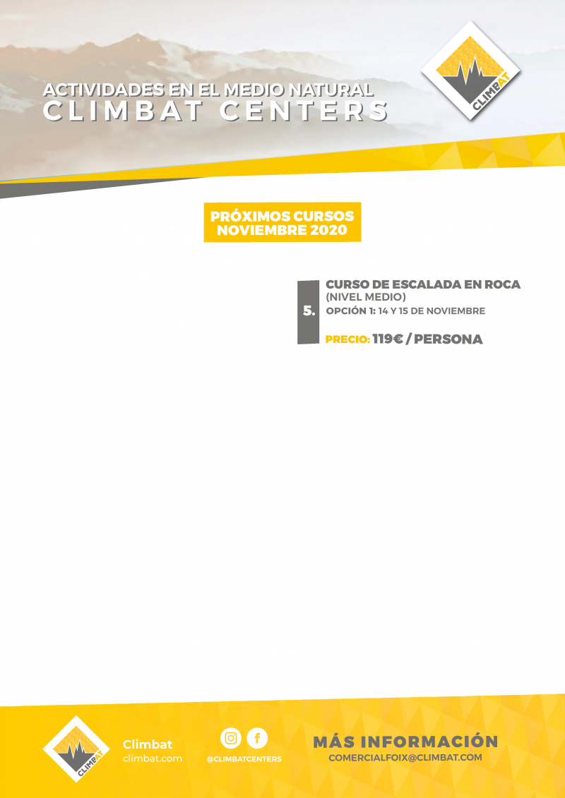 14 Y 15/11 - CURSO DE ESCALADA EN ROCA (NIVEL MEDIO)  - Inscríbete