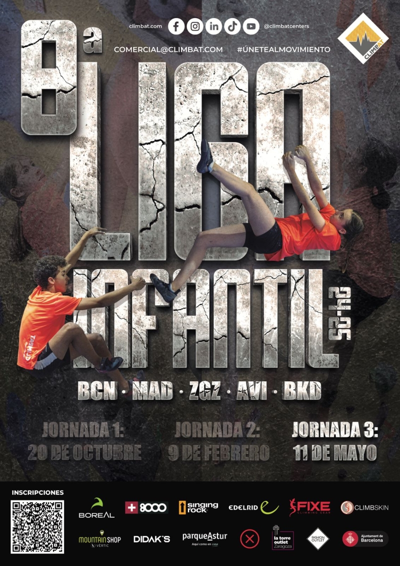 3ª JORNADA LIGA INFANTIL CLIMBAT 2024/25 - AVL · BCN · MAD · ZGZ · BKD  - 18 DE MAYO - Inscriu-te