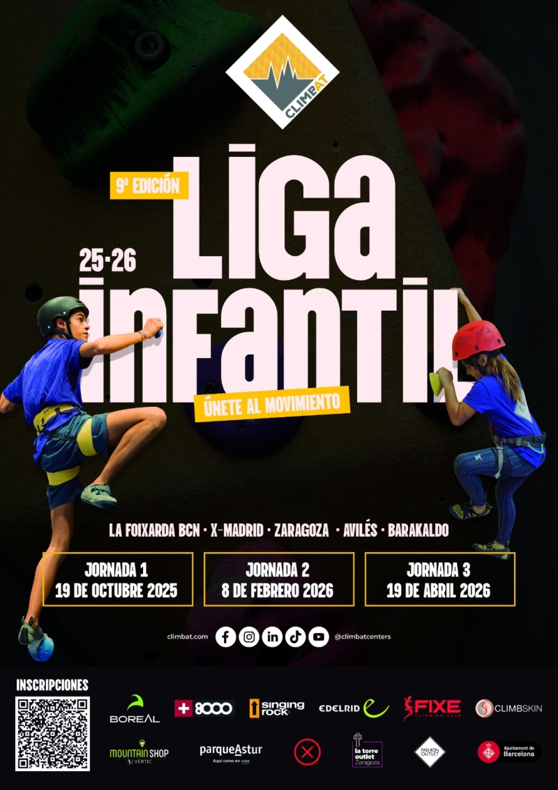2ª JORNADA LIGA INFANTIL CLIMBAT 2025/26 - AVL · BCN · MAD · ZGZ · BKD  - 8 FEBRERO - Inscríbete