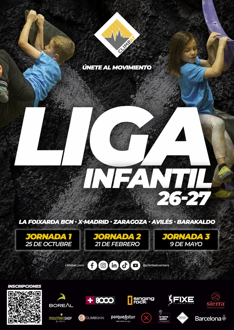 1ª JORNADA LIGA INFANTIL CLIMBAT 2026/27 - AVL · BCN · MAD · ZGZ · BKD  - 25 OCTUBRE 2026 - Inscríbete