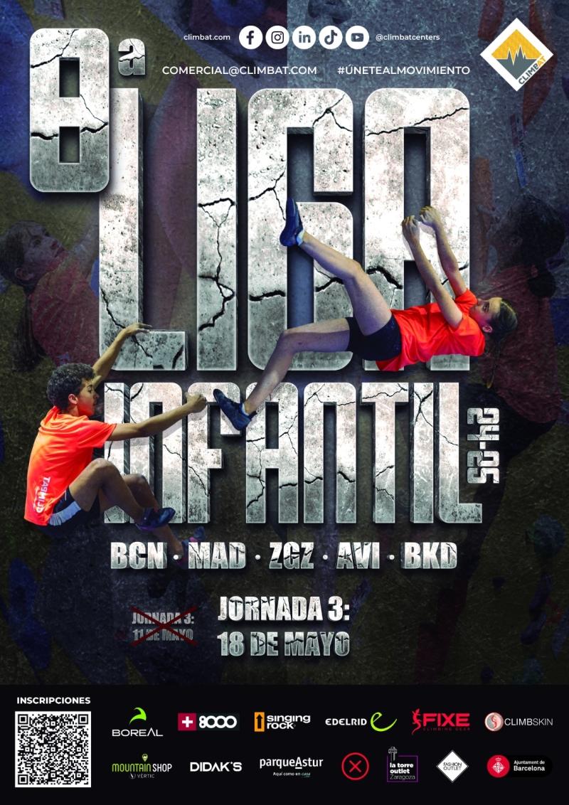 3ª JORNADA LIGA INFANTIL CLIMBAT 2024/25 - AVL · BCN · MAD · ZGZ · BKD  - 18 DE MAYO - Inscríbete 3ª JORNADA LIGA INFANTIL CLIMBAT 2024/25 - AVL · BCN · MAD · ZGZ · BKD  - 18 DE MAYO - Inscríbete